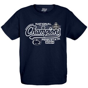 navy youth short sleeve t-shirt Women's National Volleyball Champions Penn State 2024